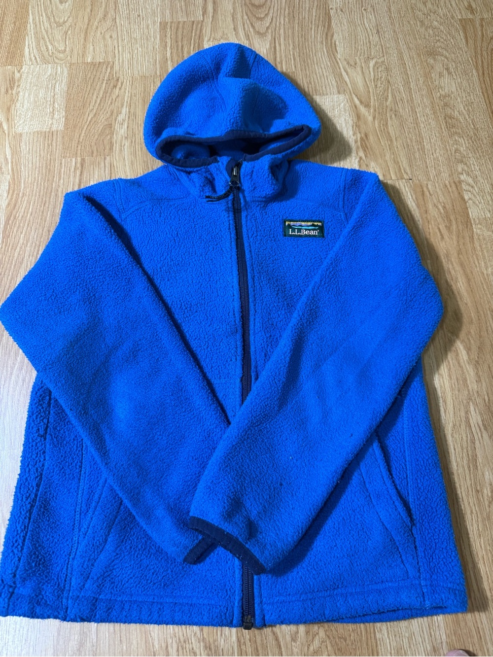 LL Bean Mountain Classic Fleece Hooded Jacket Blue Full Zip Kids Youth S (8)